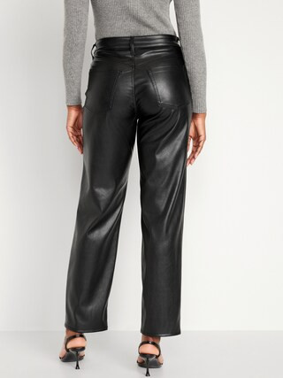 High-Waisted OG Loose Faux-Leather Pants | Old Navy (US)