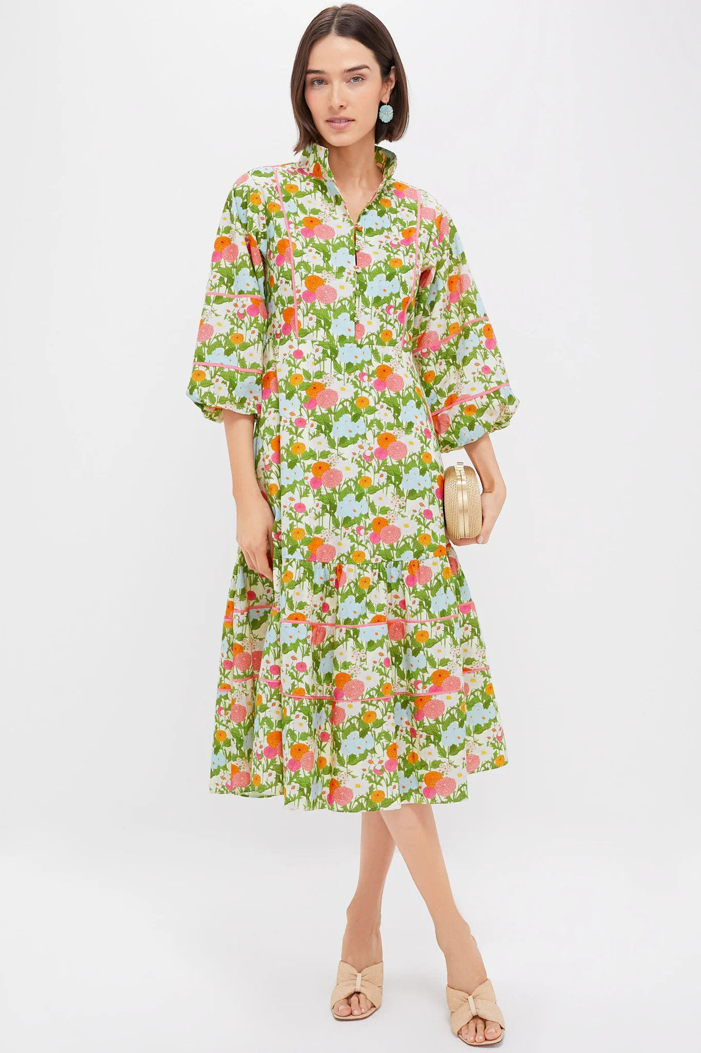 Multi Green Begonia Floral Hillsborough Midi Dress | Tuckernuck (US)