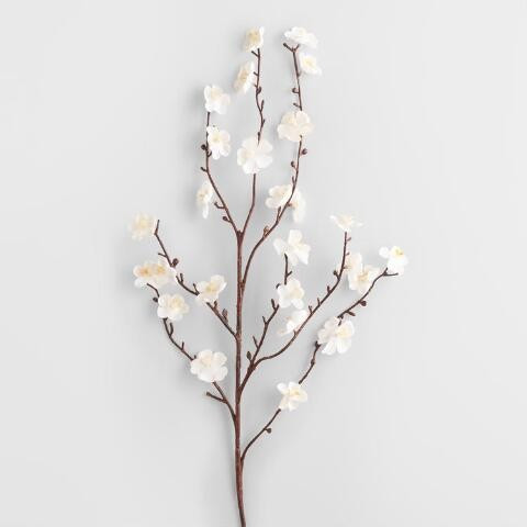 Faux White Velvet Plum Blossom Stems Set of 2 | World Market