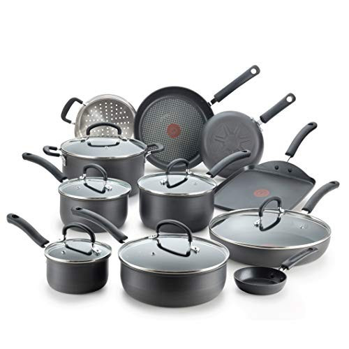 T-fal Ultimate Hard Anodized Nonstick 17 Piece Cookware Set, Black | Amazon (US)