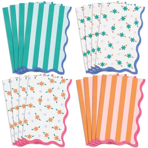 xo, Fetti Italian Summer Wavy Floral Stripe Napkins - 3-ply, 24 pcs | Bachelorette Party Decorations, Last Toast Coast, Birthday Party Supplies, Flower Baby Shower, Stripe Wavy Cocktail Decor | Amazon (US)