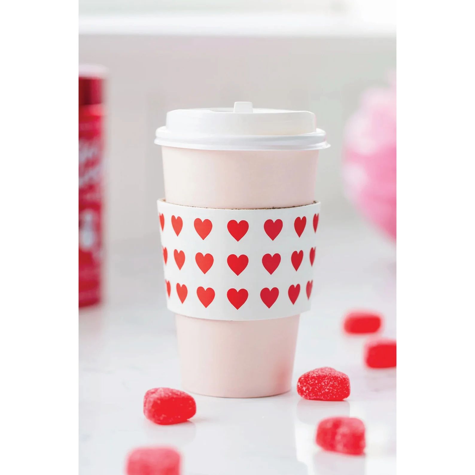 Pink & Red Valentine Hearts Coffee Cups w/ Lids 8ct | Valentine's Day Party Favors | Galentine's ... | Etsy (US)