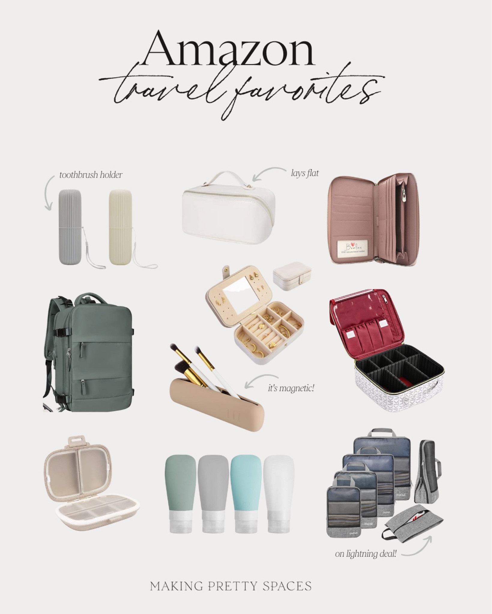 Shop my travel favorites from Amazon! 
Toothbrush holder, cosmetics, makeup bag, passport holder, carry on, backpack, brush holder, travel organizers, suitcase organizer, pull organizer, silicon travel bottles, packing cubes

#LTKtravel #LTKfamily #LTKitbag
