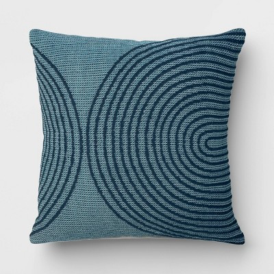 18"x18" Textural Circles Square Outdoor Throw Pillow Blue - Threshold™ | Target