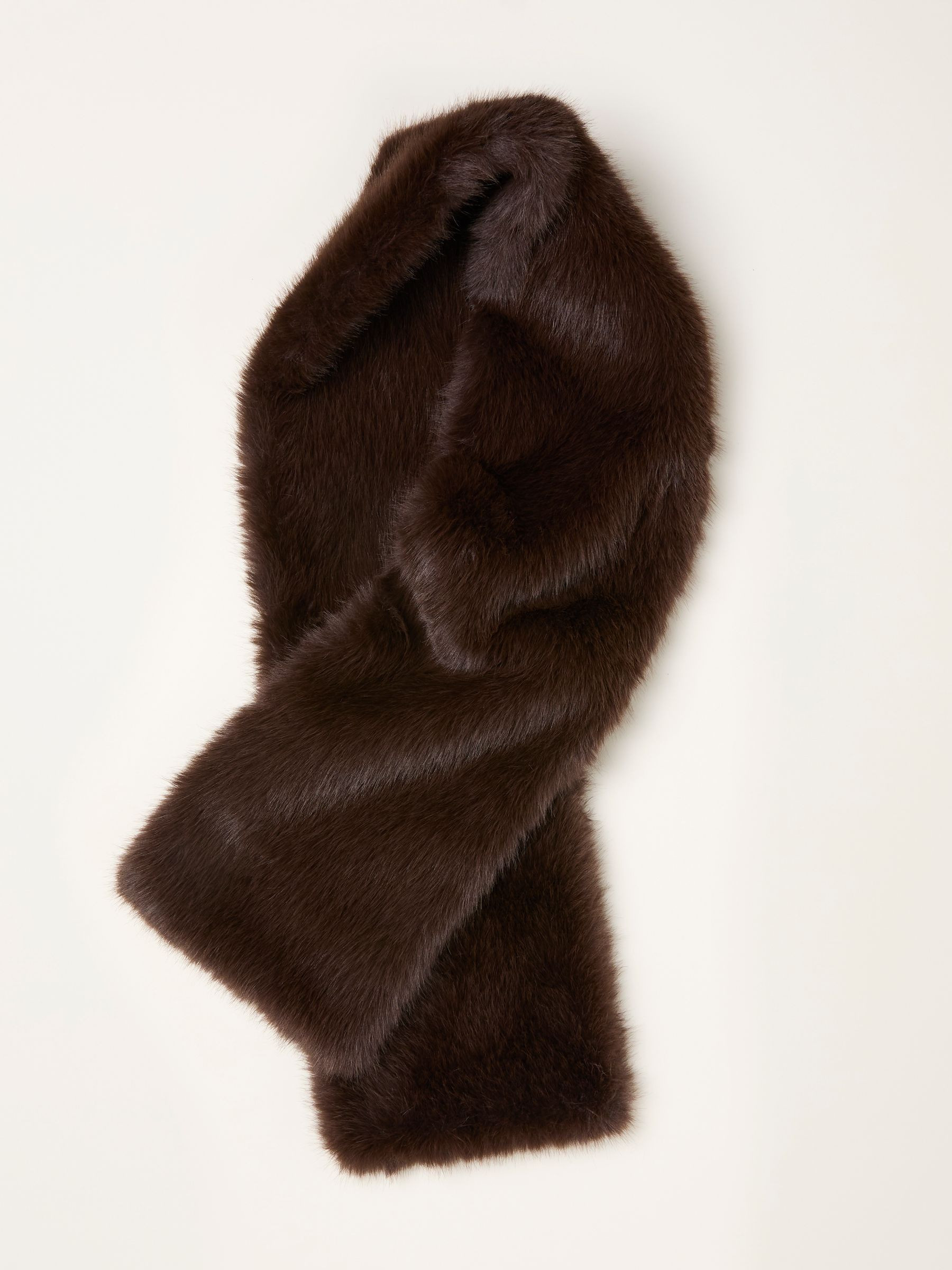 Chocolate Brown Faux Fur Scarf | FatFace | Fat Face