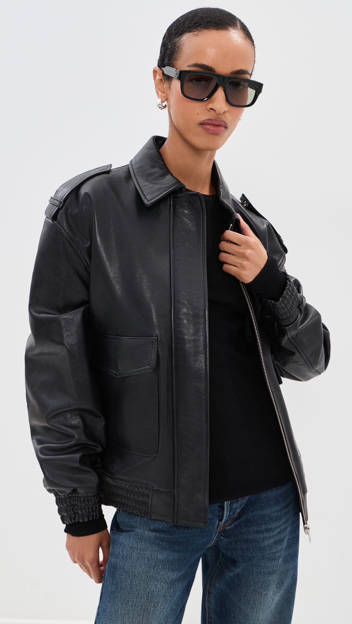 ARMA Astra Vegetal Leather Jacket Black 40 | Shopbop