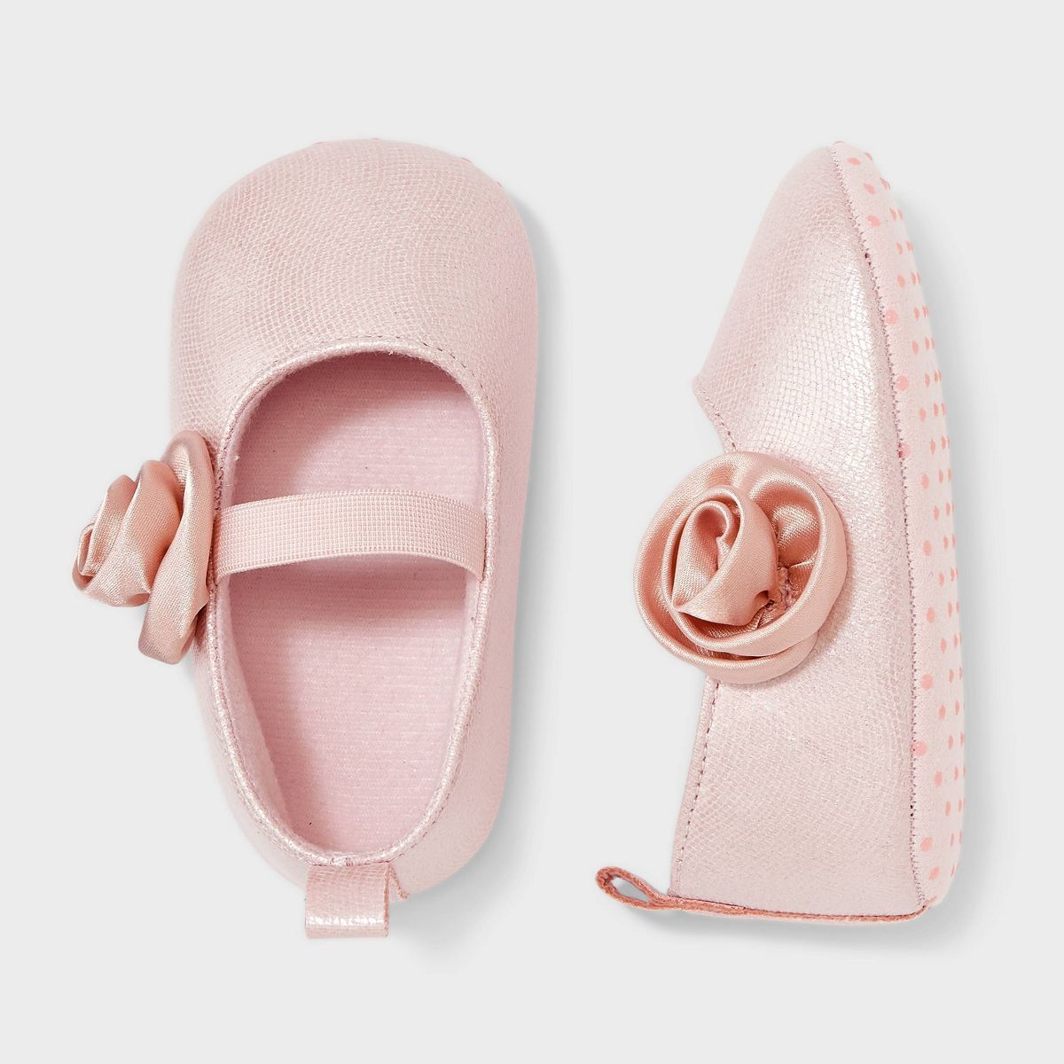 Baby Girls' Rose Ballet Flat Crib Shoes - Cat & Jack™ Pink | Target