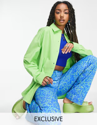 COLLUSION washed linen shirt in green | ASOS (Global)