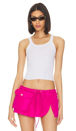 x Hanes Cropped Rib Tank in Optic White | Revolve Clothing (Global)