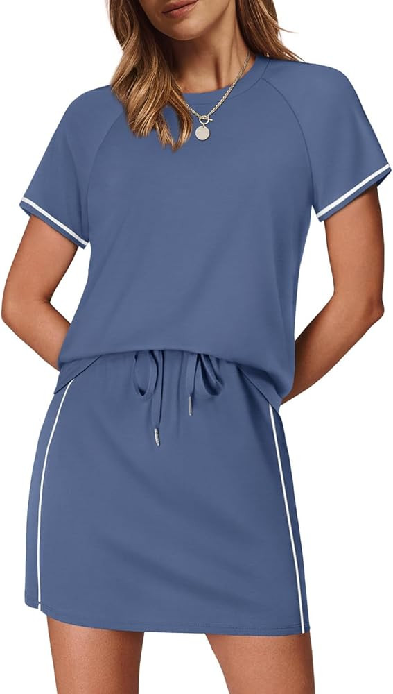 Sampeel 2 Piece Sets for Women Skirt Sets Summer Outfits Womens Clothing Set Travel Workout Skort... | Amazon (US)