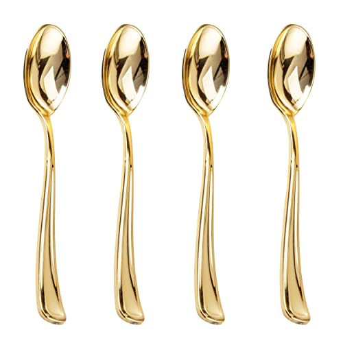 Liacere 200 Pack Gold Plastic Spoons - 6.7 inch Heavy Duty Plastic Spoons - Heavyweight Gold Disposable Spoons for Parties & Weddings & Restaurants & Christmas & New Year | Amazon (US)