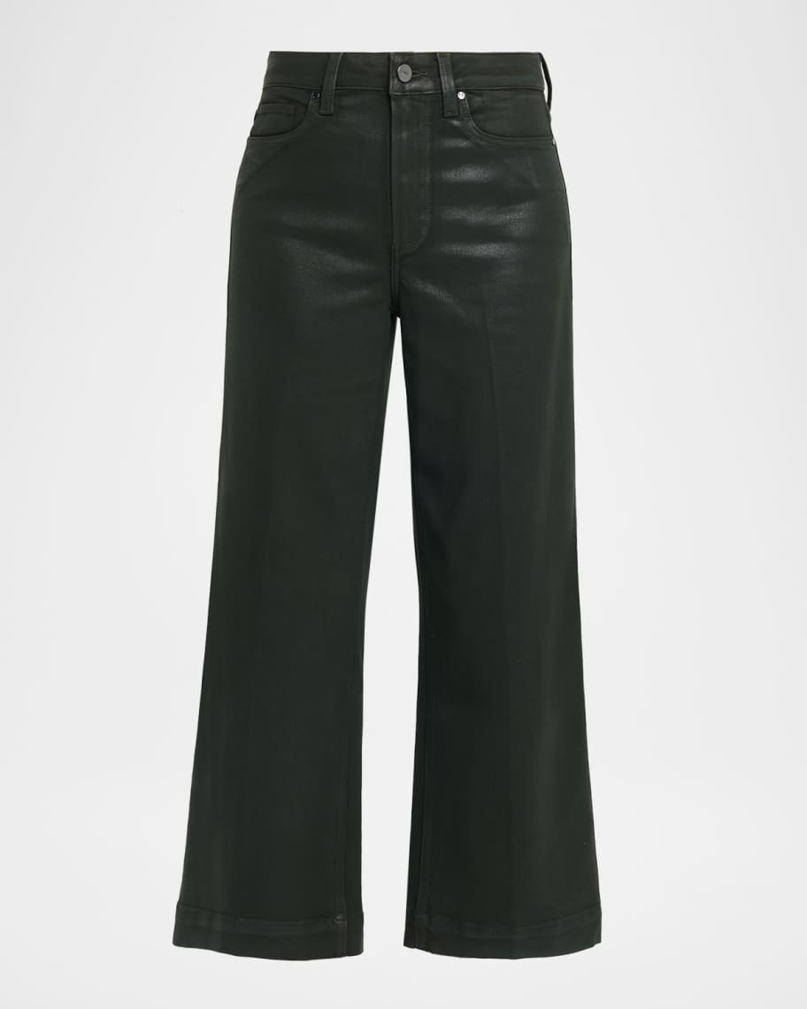 PAIGE Anessa Coated Wide Ankle Jeans | Neiman Marcus