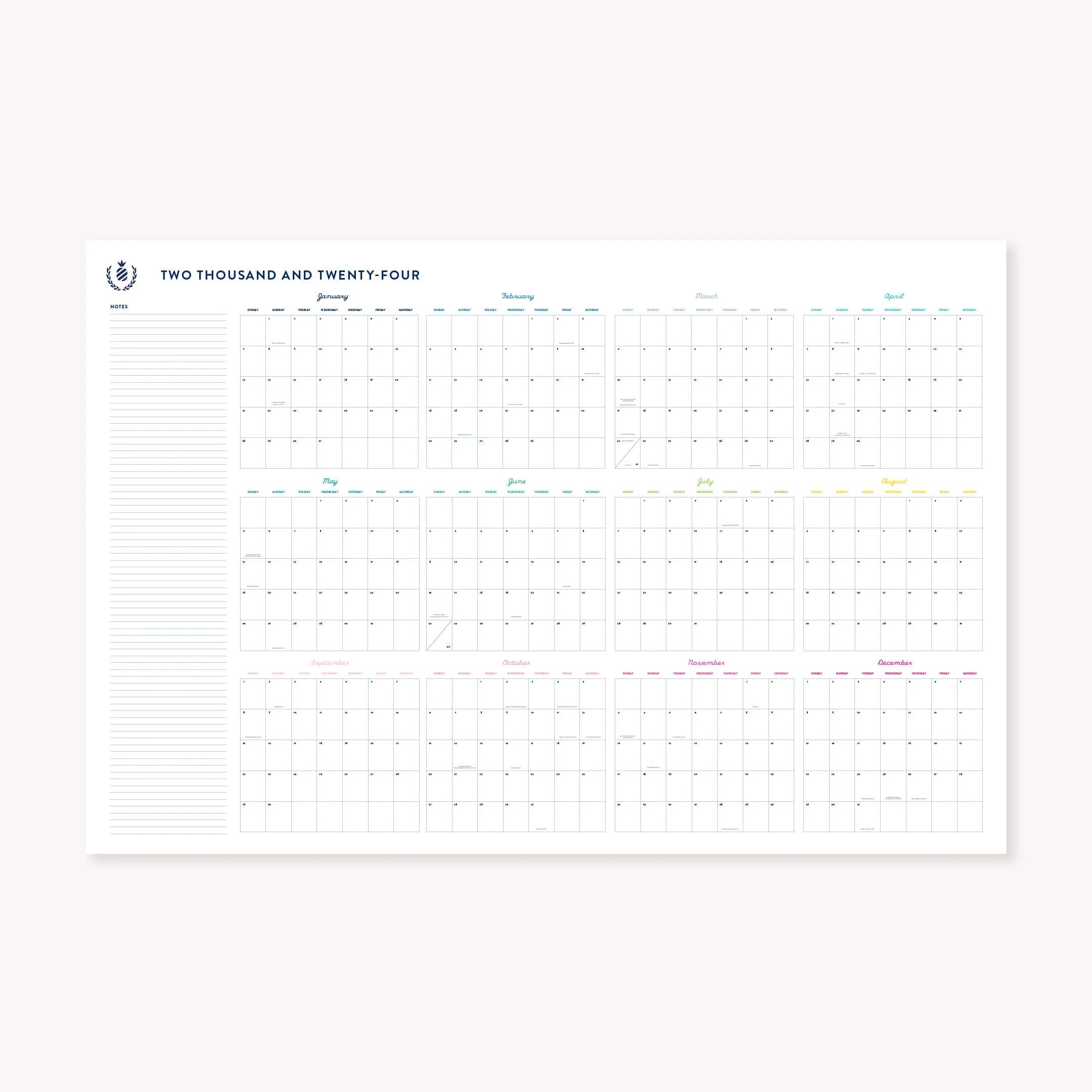 2024 Printable, Wall Calendar | Simplified