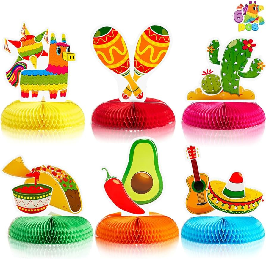 JOYIN 6 PCs Cinco De Mayo Fiesta Honeycomb Table Centerpiece 8.5” Party Decoration for Fun Fies... | Amazon (US)