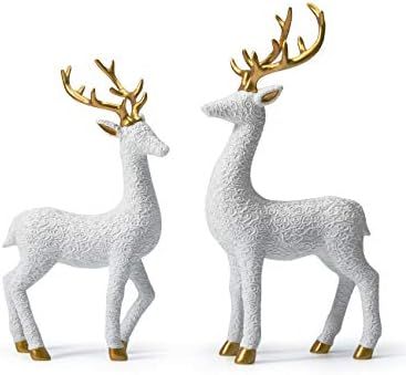 HAUCOZE 2pcs Figurine Decor Deer Statue Reindeer Stag Modern Animal Sculpture for Home Birthday G... | Amazon (US)