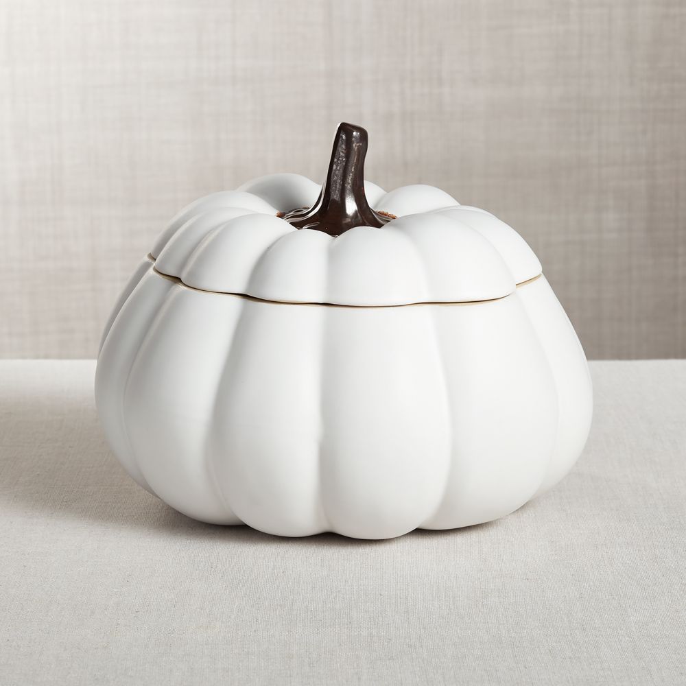 White Pumpkin Serving Bowl with Lid | Crate & Barrel