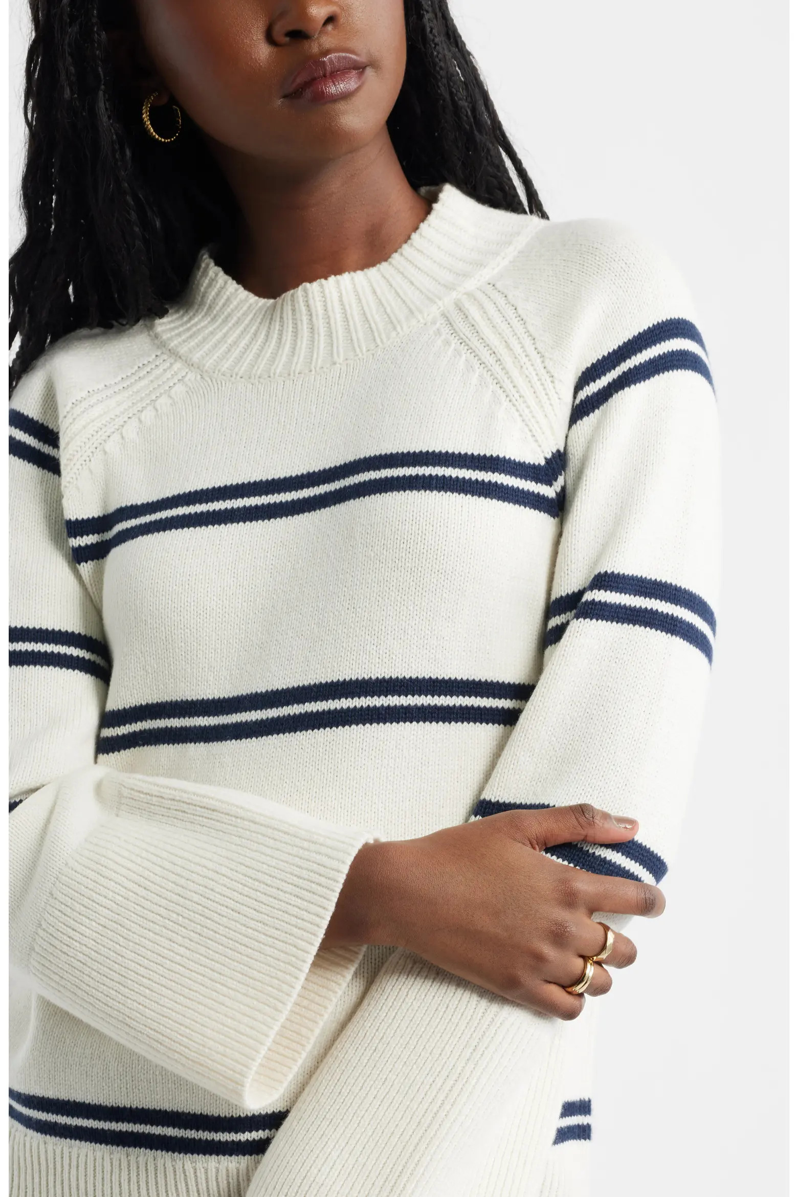 Bell Sleeve Mock Neck Merino Wool & Cotton Sweater (Women) | Nordstrom | Nordstrom
