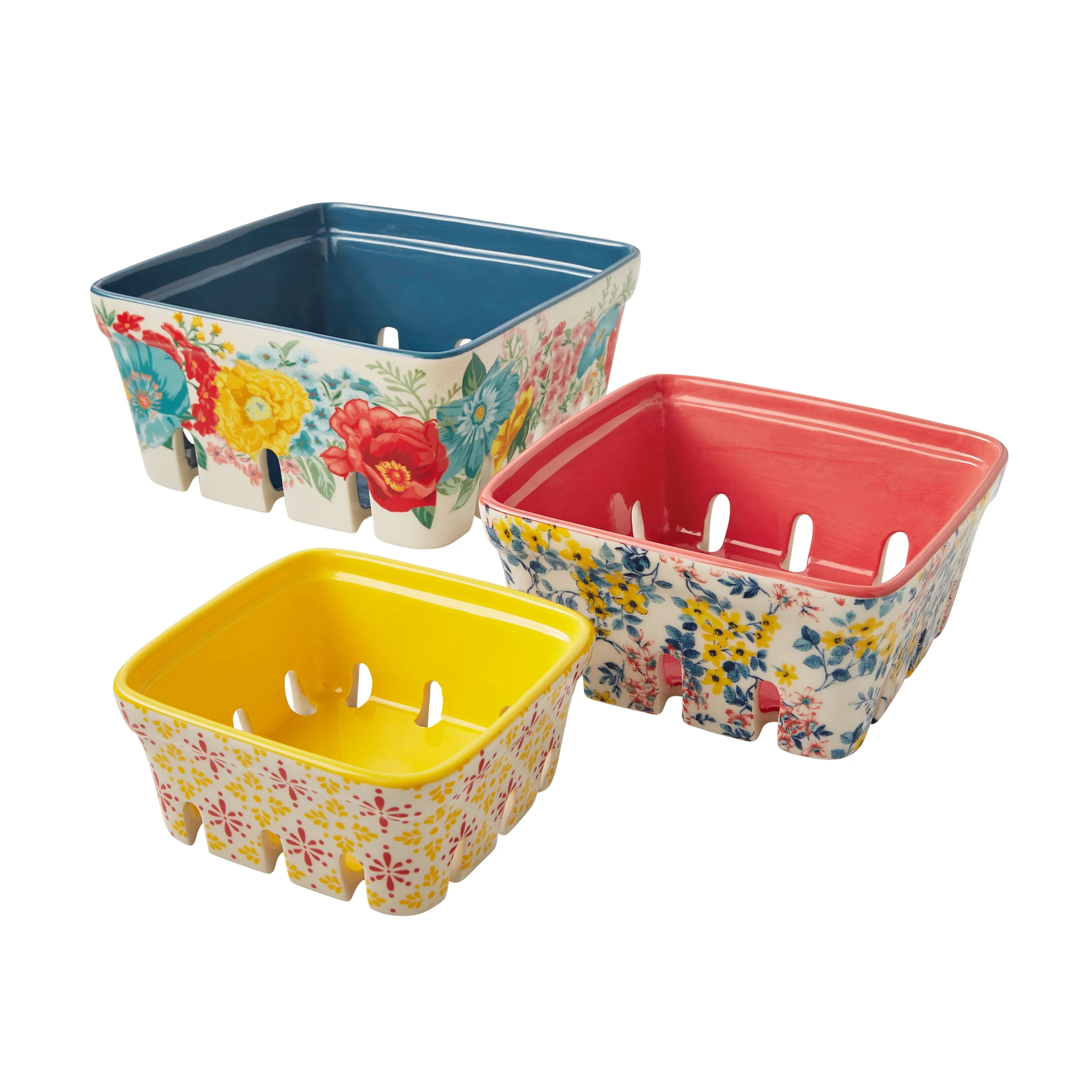 The Pioneer Woman Fancy Flourish 3-Piece Ceramic Fruit Basket Set | Walmart (US)
