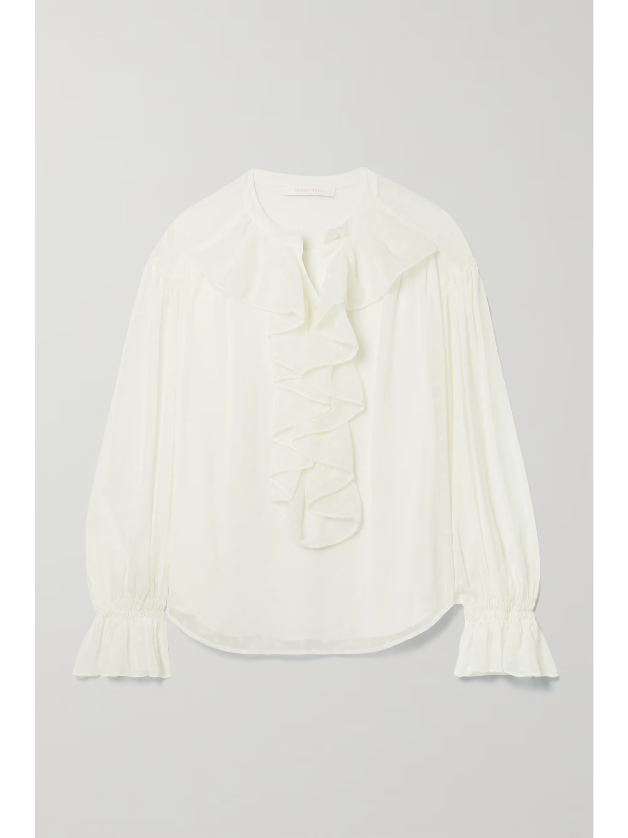 Ruffled fil coupé crepon blouse | NET-A-PORTER (US)