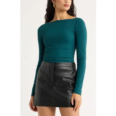 Open Edit Ruched Side Top in Black at Nordstrom, Size X-Large | Nordstrom