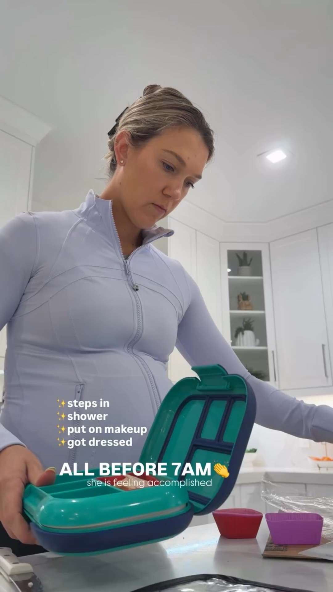 ✨steps in 
✨shower 
✨put on makeup 
✨got dressed 
All before 7 AM! Now making lunch for my boy 🤍

#LTKmomlife #LTKfitnessgoals #LTKootd