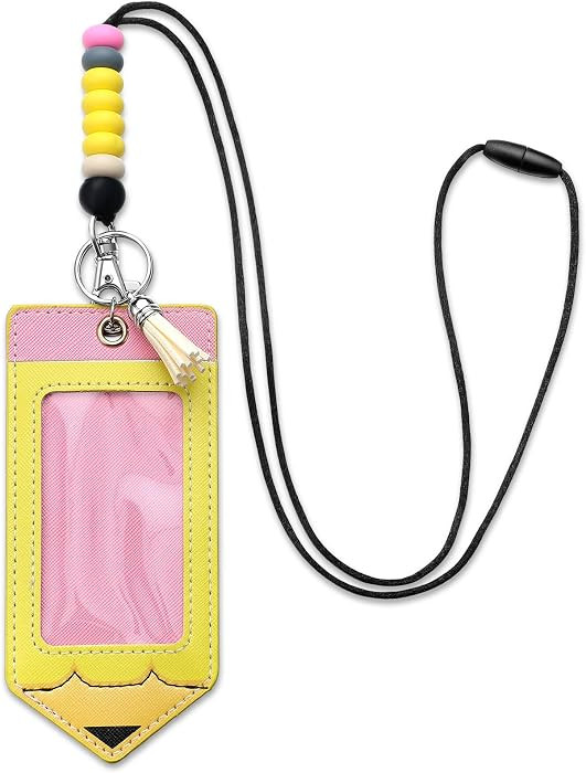 Silicone Beads with Clear Window, Breakaway Clasp for Teachers, Pencil Shaped Badge Reel, School ... | Amazon (US)