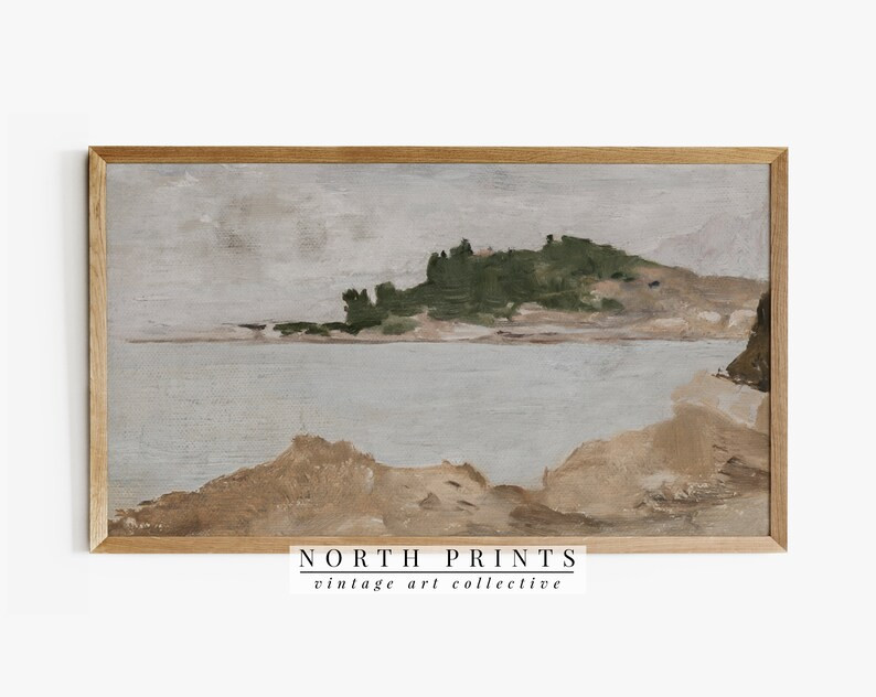 Coastal Samsung Frame TV Art | Muted Seascape Painting DIGITAL Country Farmhouse #TV205 | Etsy (US)