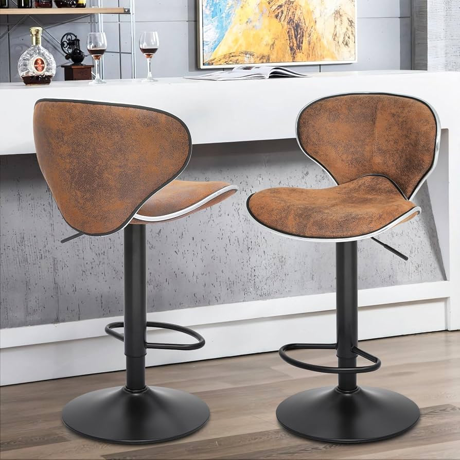 Magshion Adjustable Counter Height Bar Stools Set of 2, PU Leather Modern Bar Chairs, Home Kitche... | Amazon (US)