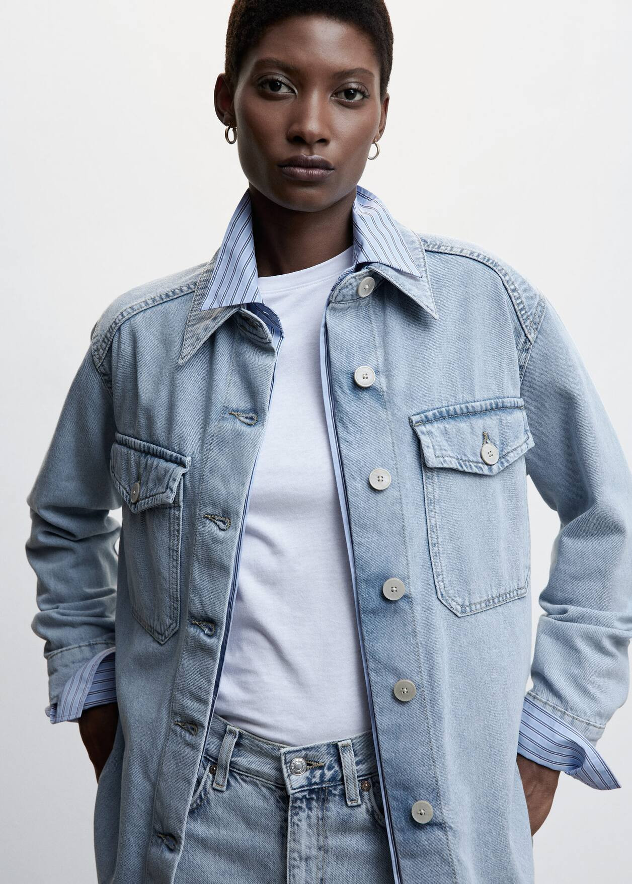 Oversized denim overshirt -  Women | Mango United Kingdom | MANGO (UK)