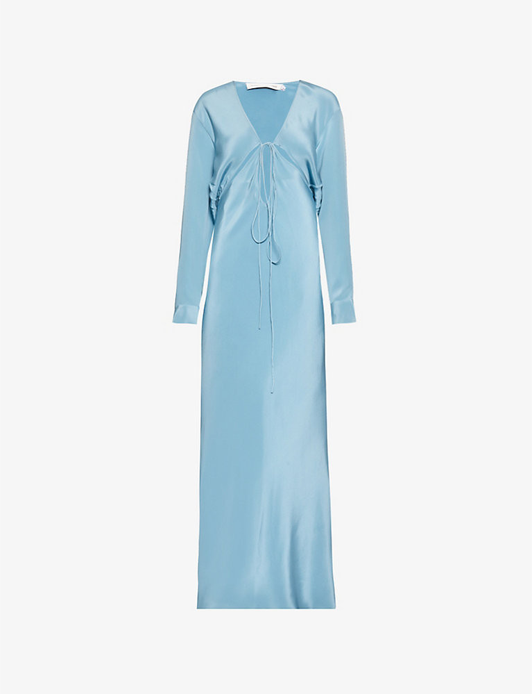 Cut-out long-sleeve silk maxi dress | Selfridges