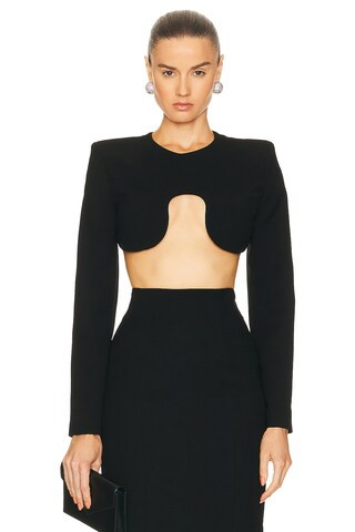 MONOT Long Sleeve Crop Top in Black | FWRD | FWRD 