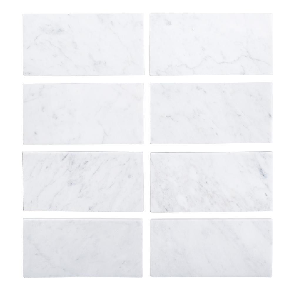 Jeff Lewis 3 in. x 6 in. Italian White Carrara Honed Marble Field Wall Tile (8-pieces/pack)-98450 -  | Home Depot