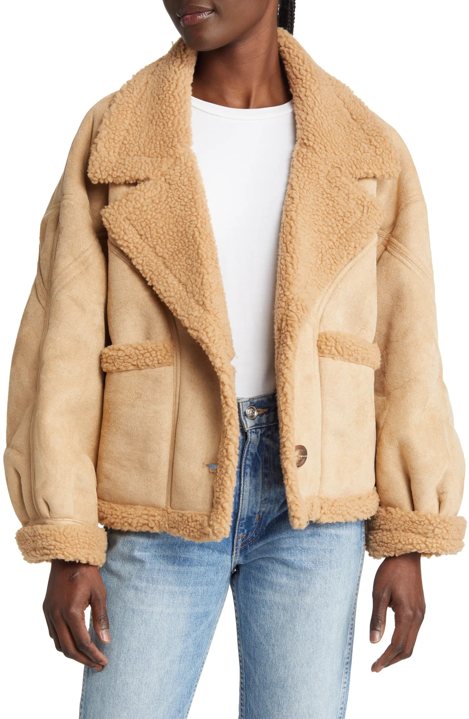 MOON RIVER Faux Shearling Jacket | Nordstrom | Nordstrom