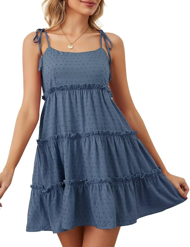 Women's Summer Mini Dress Sleeveless Boho Spaghetti Strap Dresses Casual Flowy A Line Cami Dress ... | Amazon (US)