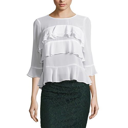 Belle + Sky Long Sleeve Tiered Top - JCPenney | JCPenney