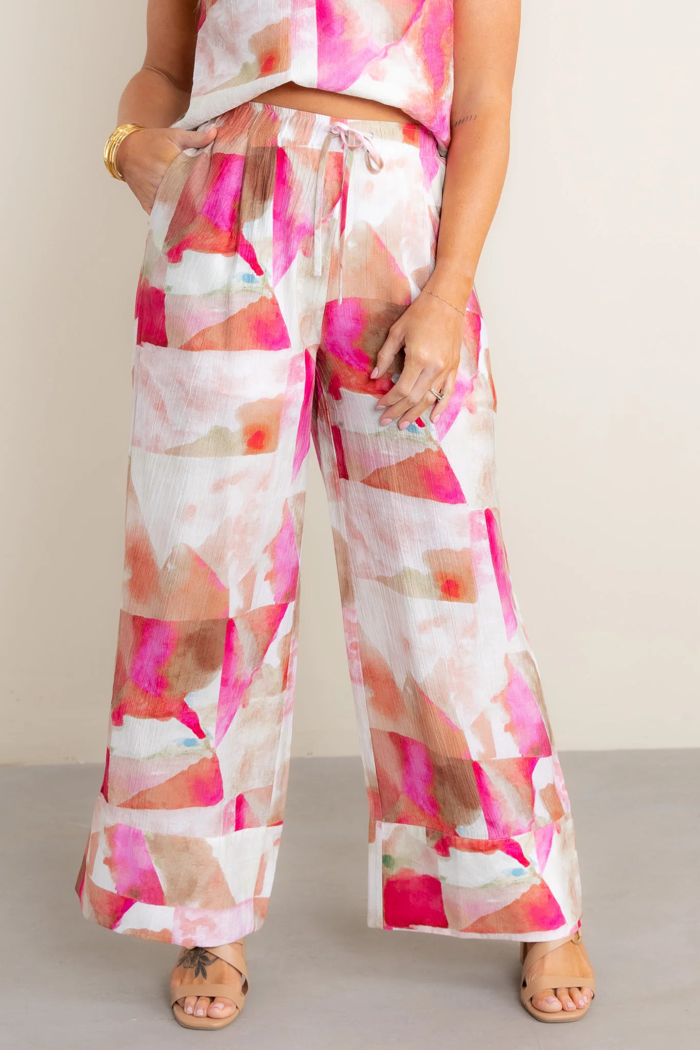 Piece Of Art Pink Multi Wide Leg Pant - FINAL SALE | The Willow Tree