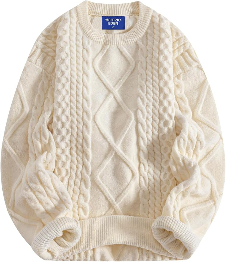 Aelfric Eden Oversized Knit Sweater Solid Vintage Pullover Sweater Unisex Woven Crewneck Knitted ... | Amazon (US)