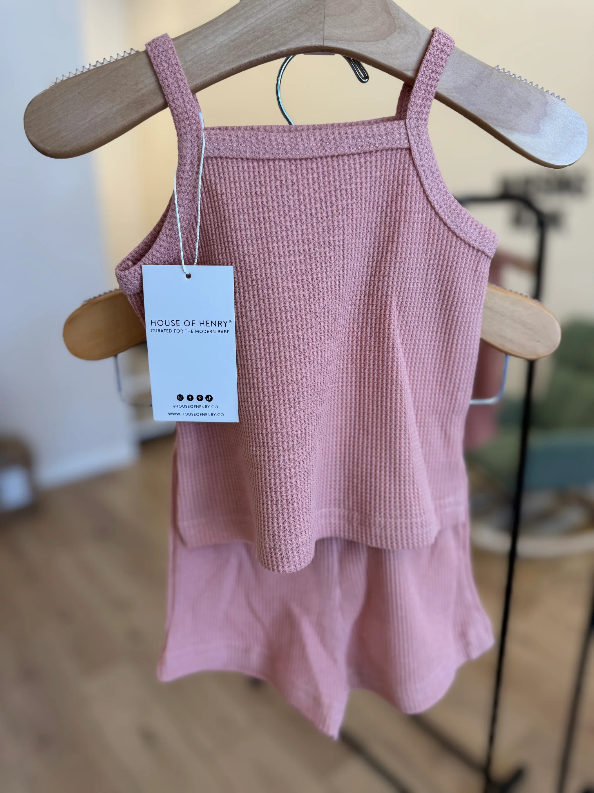 Girls Pink Waffle Tank Set | House of Henry Co.