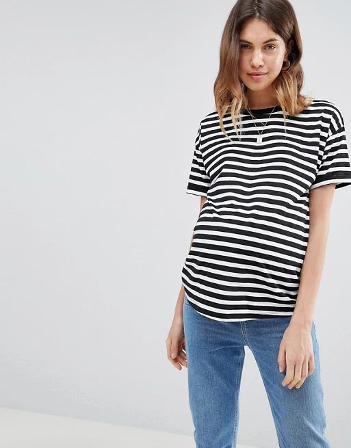 ASOS Maternity stripe t-shirt with roll sleeve | ASOS US