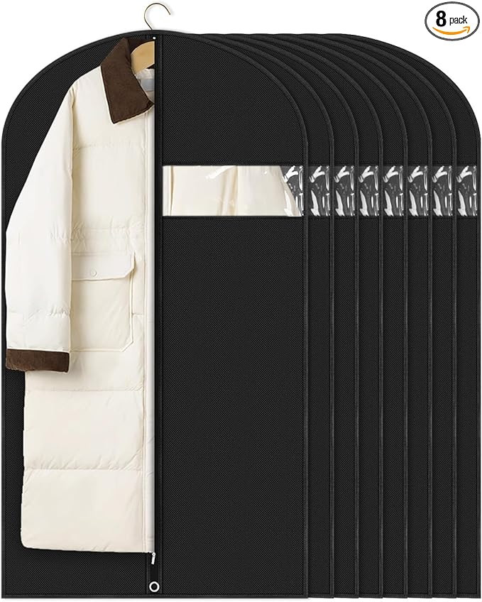 Garment Bags for Hanging Clothes (8 packs,43 inches) Black Suit Bags for Closet Storage and Trave... | Amazon (US)