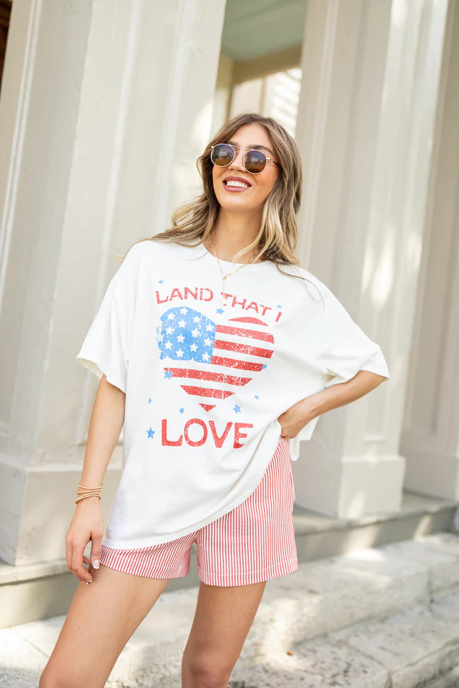 Land That I Love Hyfve Off White Oversized Graphic Tee | Pink Lily