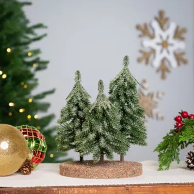 Northlight Icy Downswept Pine Trio of Trees Christmas Decoration - 8" - Unlit | Belk