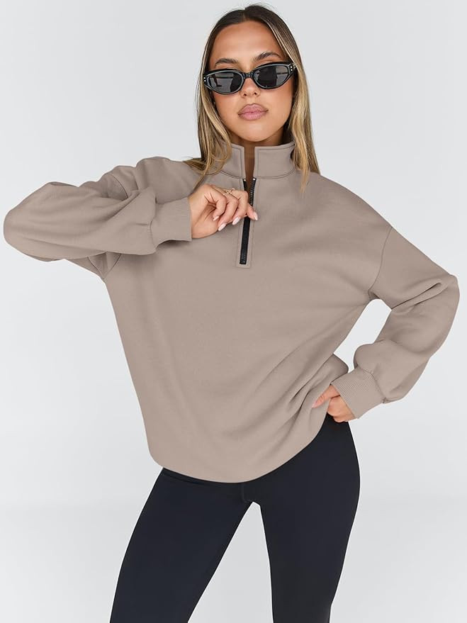Trendy Queen Womens Oversized Sweatshirts Fall Fashion Hoodies Half Zip Pullover Long Sleeve Shir... | Amazon (US)