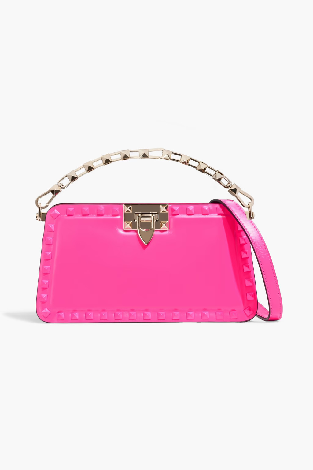 Rockstud leather clutch - bright pink - One Size | The Outnet (US and CA)