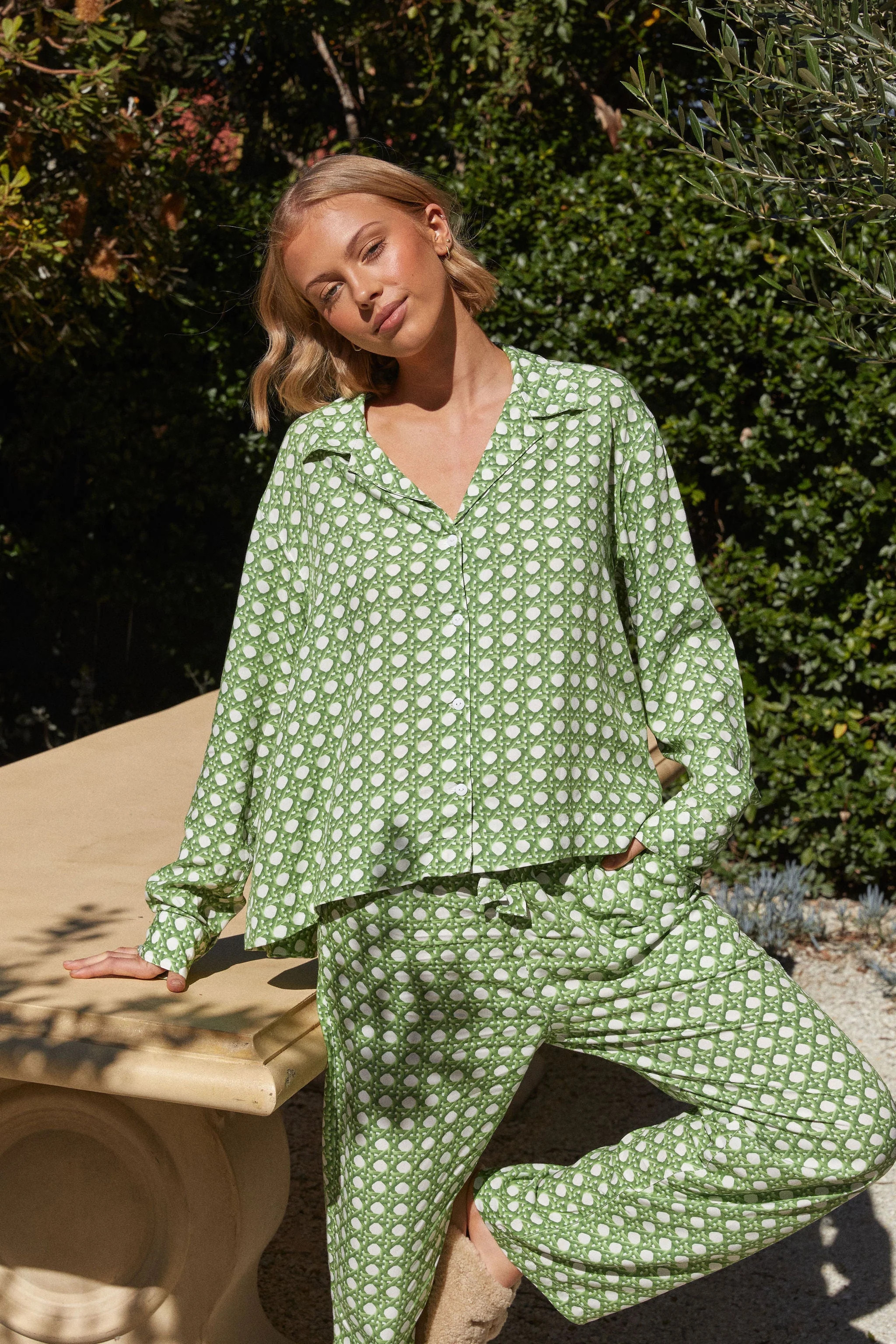 Lounge Set - Long - Rattan Green | Piyama US