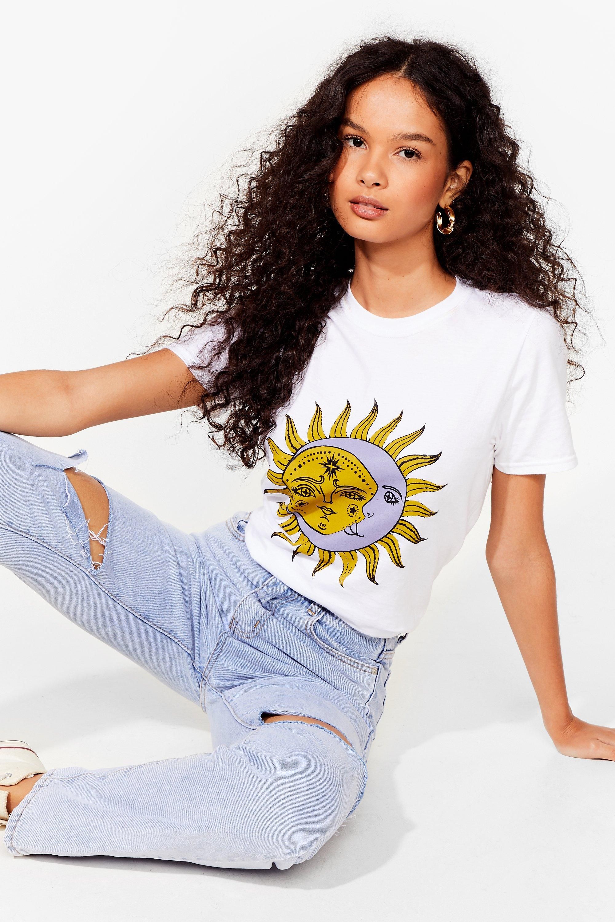 Sun and Moon Graphic T-Shirt with Crew Neckline | NastyGal (US & CA)