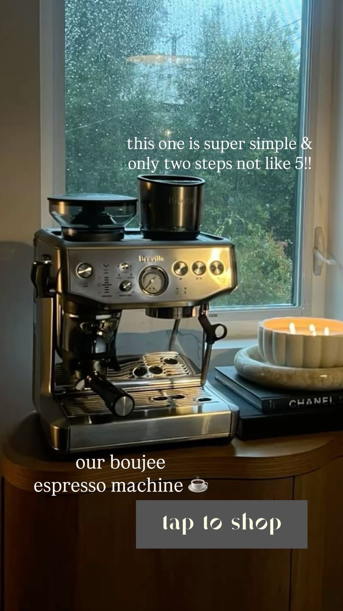our boujee 
espresso machine ☕️ this one is super simple & only two steps not like 5!!