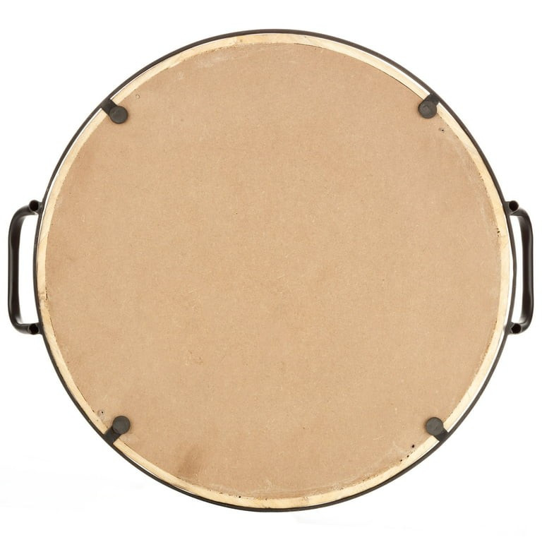 Better Homes & Gardens Round Rustic Brown Wood Serving Tray with Metal Handles, 18.5"x17" | Walmart (US)