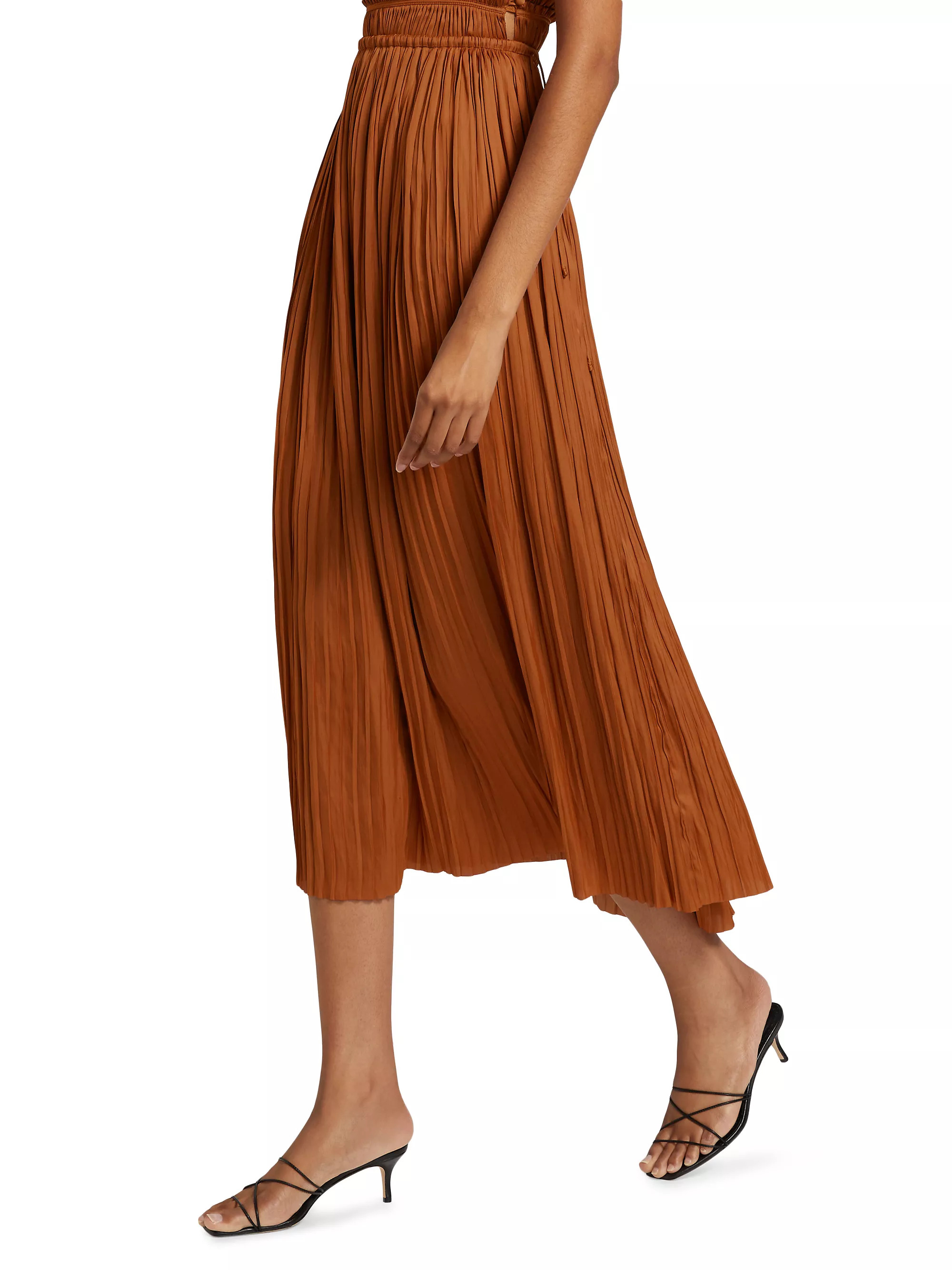 Ineze Pleated Satin Midi-Skirt | Saks Fifth Avenue