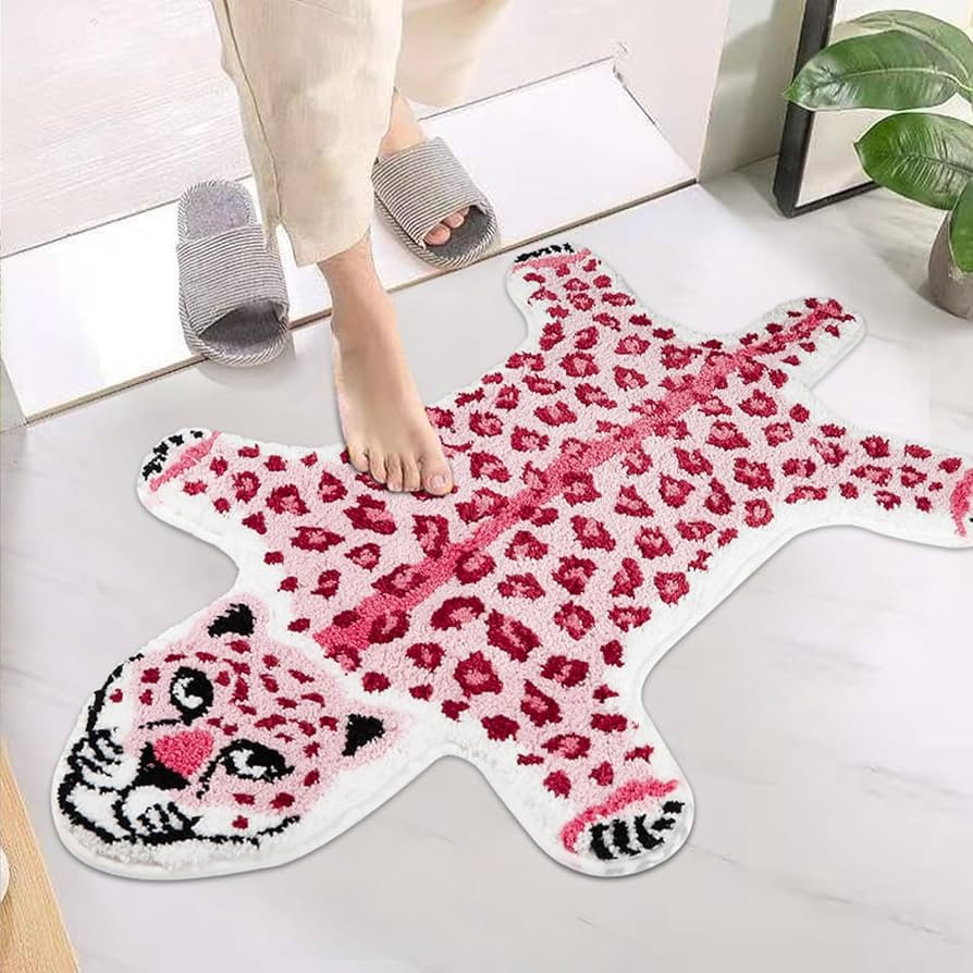 Cute Pink Leopard Bath Mat for Bathroom, Pink Cartoon Leopard Bathroom Rugs and Mat Non-Slip Anim... | Amazon (US)